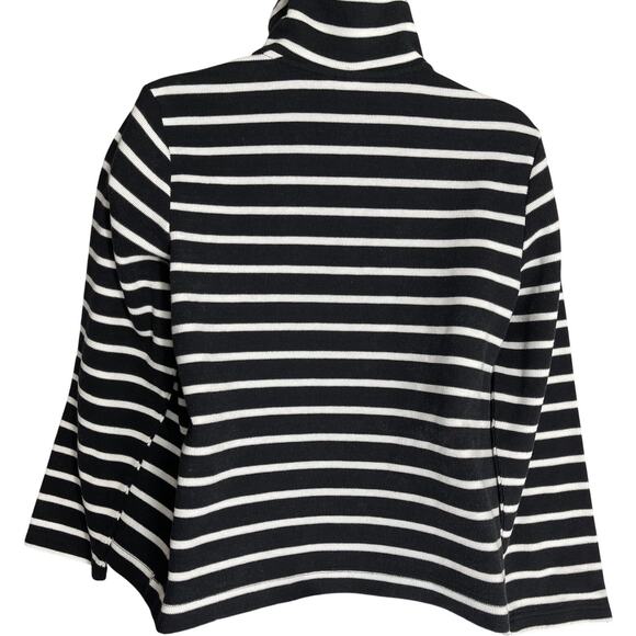 Croft Barrow Top Womens Size L Black White Striped Mock Neck Minimalist Capsule - Picture 3 of 6